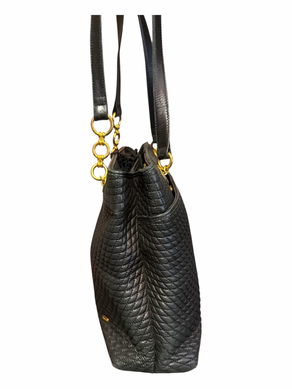 Vintage Bally Black Quilted Leather Tote Shoulder Bag Gold Hardware - Pristine - Picture 4 of 8